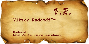 Viktor Radomér névjegykártya